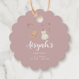 Elegant Pink Gold Aqiqah Thank You Favor Tags フェイバータグ