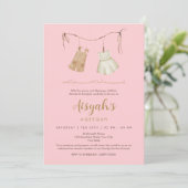 Elegant Pink & Gold Baby Girl Aqiqah Invitation 招待状 (スタンド正面)
