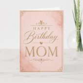 Elegant Pink & Gold Birthday Card for Mom カード (正面)