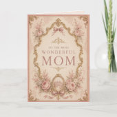Elegant Pink & Gold Birthday Card for Mom カード (正面)