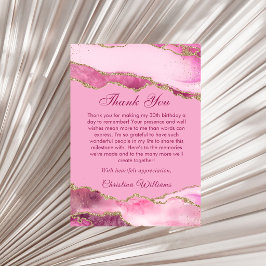 Elegant Pink & Gold Birthday Party Thank you サンキューカード