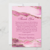 Elegant Pink & Gold Birthday Party Thank you サンキューカード (正面)