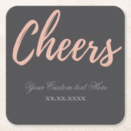 Elegant Pink Gold Cheer Festive Party Decor  スクエアペーパーコースター