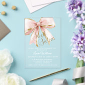 Elegant Pink & Gold Coquette Bow Sweet 16th アクリル招待状 (インサイチュ (ウェディング))