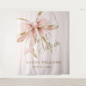 Elegant Pink & Gold Coquette Sweet 16th Backdrop タペストリー (正面)