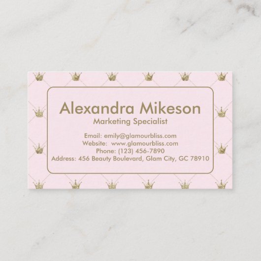 Elegant Pink Gold Crown 名刺 (裏面)