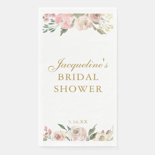Elegant Pink Gold Floral Customized Bridal Shower (正面)