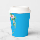 Elegant Pink & Gold Flower Wreath Paper cup Blue 紙コップ (左)