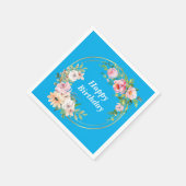 Elegant Pink & Gold Flower Wreath Paper Napkin blu スタンダードカクテルナプキン (角)