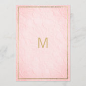 Elegant pink gold french floral lace Engagement  招待状 (裏面)