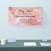 Elegant Pink & Gold Glitter Marbled Business Sign 横断幕 (トレードショー)