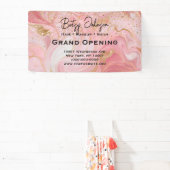 Elegant Pink & Gold Glitter Marbled Business Sign 横断幕 (インサイチュ)