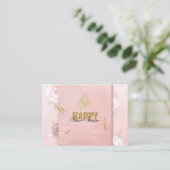 Elegant Pink & Gold Happy New Year Floral Card エンクロージャーカード (スタンド正面)