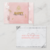 Elegant Pink & Gold Happy New Year Floral Card エンクロージャーカード (正面/裏面)