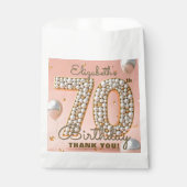 Elegant Pink Gold Pearl 70th Birthday Thank You フェイバーバッグ (正面)