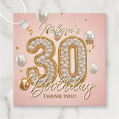 Elegant Pink Gold Pearls Balloons 30th Birthday フェイバータグ (正面)