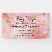 Elegant Pink Gold White Marbled Business Sign 横断幕 (横)