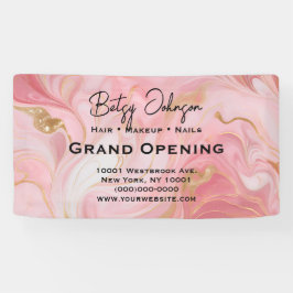 Elegant Pink Gold White Marbled Business Sign 横断幕