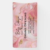 Elegant Pink Gold White Marbled Business Sign 横断幕 (縦)