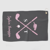 Elegant Pink Golf Club White Bows Custom Birthday ゴルフタオル (横)