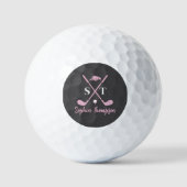 Elegant Pink Golf Club White Bows Custom Birthday ゴルフボール (正面)
