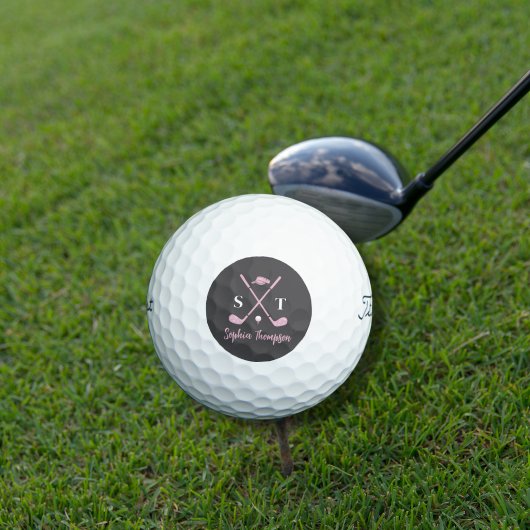 Elegant Pink Golf Club White Bows Custom Birthday ゴルフボール