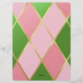 Elegant Pink & Green Argyle Holiday Cocktail Party 招待状 (裏面)