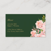 Elegant Pink Green Gold Floral Florist Roses 名刺 (裏面)