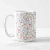 Elegant Pink Green Wildflower Preppy Personalised コーヒーマグカップ (左)