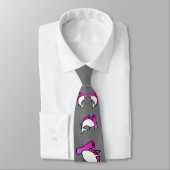 Elegant Pink & Grey Hammerhead Shark cartoon Neck  ネクタイ (タイ)