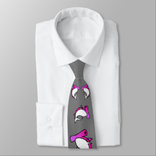Elegant Pink & Grey Hammerhead Shark cartoon Neck ネクタイ