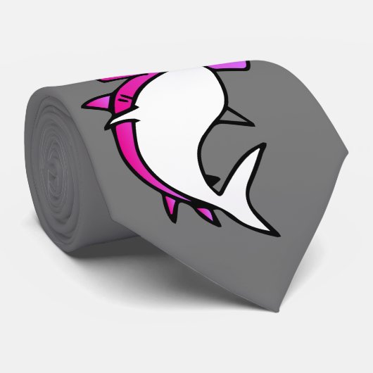 Elegant Pink & Grey Hammerhead Shark cartoon Neck  ネクタイ (ロール)