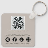 Elegant Pink Grey Lash Extension Beauty Salon QR キーホルダー (裏面)