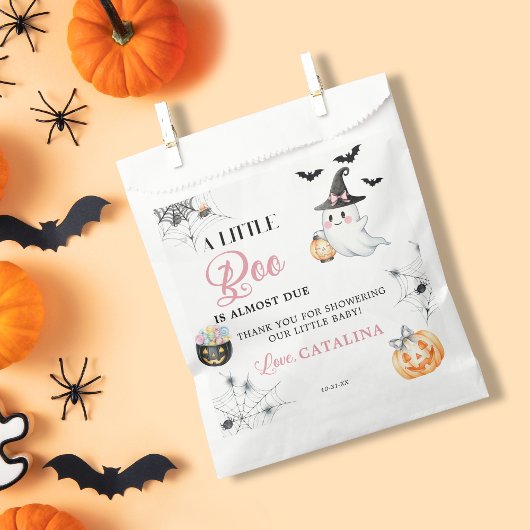 Elegant Pink Halloween Ghost Pumpkin Baby Shower フェイバーバッグ