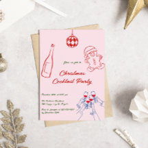 Elegant Pink Hand Drawn Christmas Cocktail Party