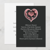 Elegant Pink Heart Floral Wedding Ceremony Program プログラム (正面/裏面)