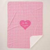 Elegant Pink Hearts Personalized Valentine Gift  シェルパブランケット (正面)
