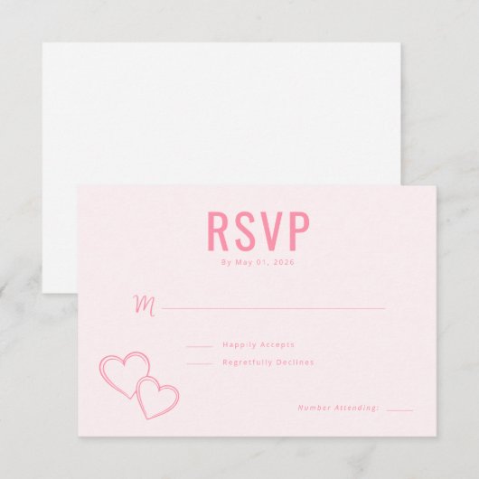 Elegant Pink Hearts RSVP (正面/裏面)