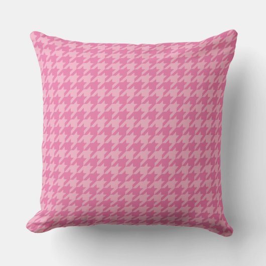 Elegant Pink Houndstooth Pattern クッション (正面)
