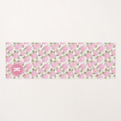 Elegant Pink Hydragea Flowers Pattern Monogram ヨガマット (正面(横))