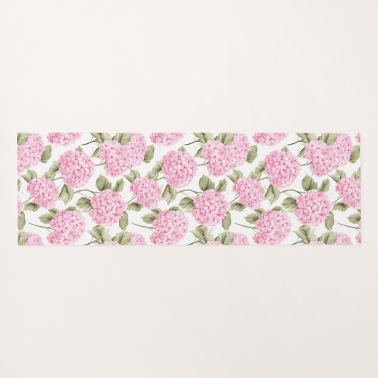 Elegant Pink Hydragea Flowers Pattern Monogram ヨガマット (裏面(横))