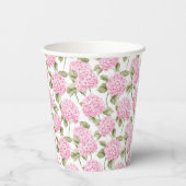 Elegant Pink Hydragea Flowers Pattern Monogram 紙コップ (裏面)