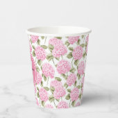 Elegant Pink Hydragea Flowers Pattern Monogram 紙コップ (左)