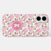 Elegant Pink Hydragea Flowers Pattern Monogram Case-Mate iPhoneケース (裏面 (横))