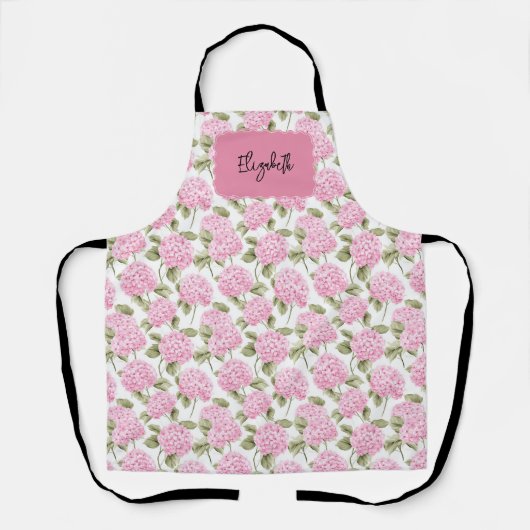 Elegant Pink Hydragea Flowers Pattern Name エプロン (正面)