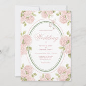 Elegant Pink Hydrangeas Vintage Wedding Invitation 招待状 (正面)