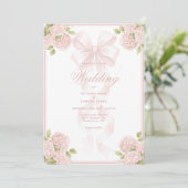 Elegant Pink Hydrangeas Vintage Wedding Invitation 招待状 (スタンド正面)