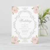 Elegant Pink Hydrangeas Vintage Wedding Invitation 招待状 (スタンド正面)