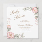 Elegant Pink In Bloom Girl Baby Shower セーブザデート (正面)