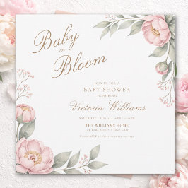 Elegant Pink  In Bloom Girl Baby Shower  セーブザデート